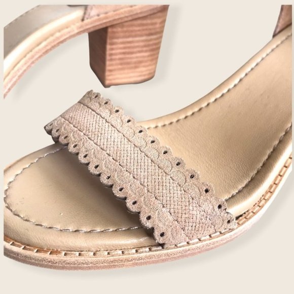 $330 Frye Blush Pink Brielle Scallop Suede Back Zip Heeled Sandal Wedding/Formal - Picture 12 of 15